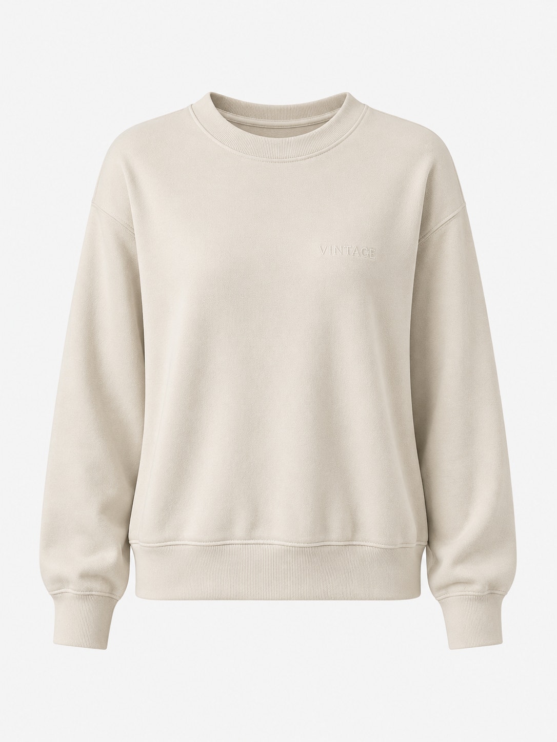 Rare Gamma. Not A Label Crewneck Sweatshirt L Cream Made Usa 100% Cotton